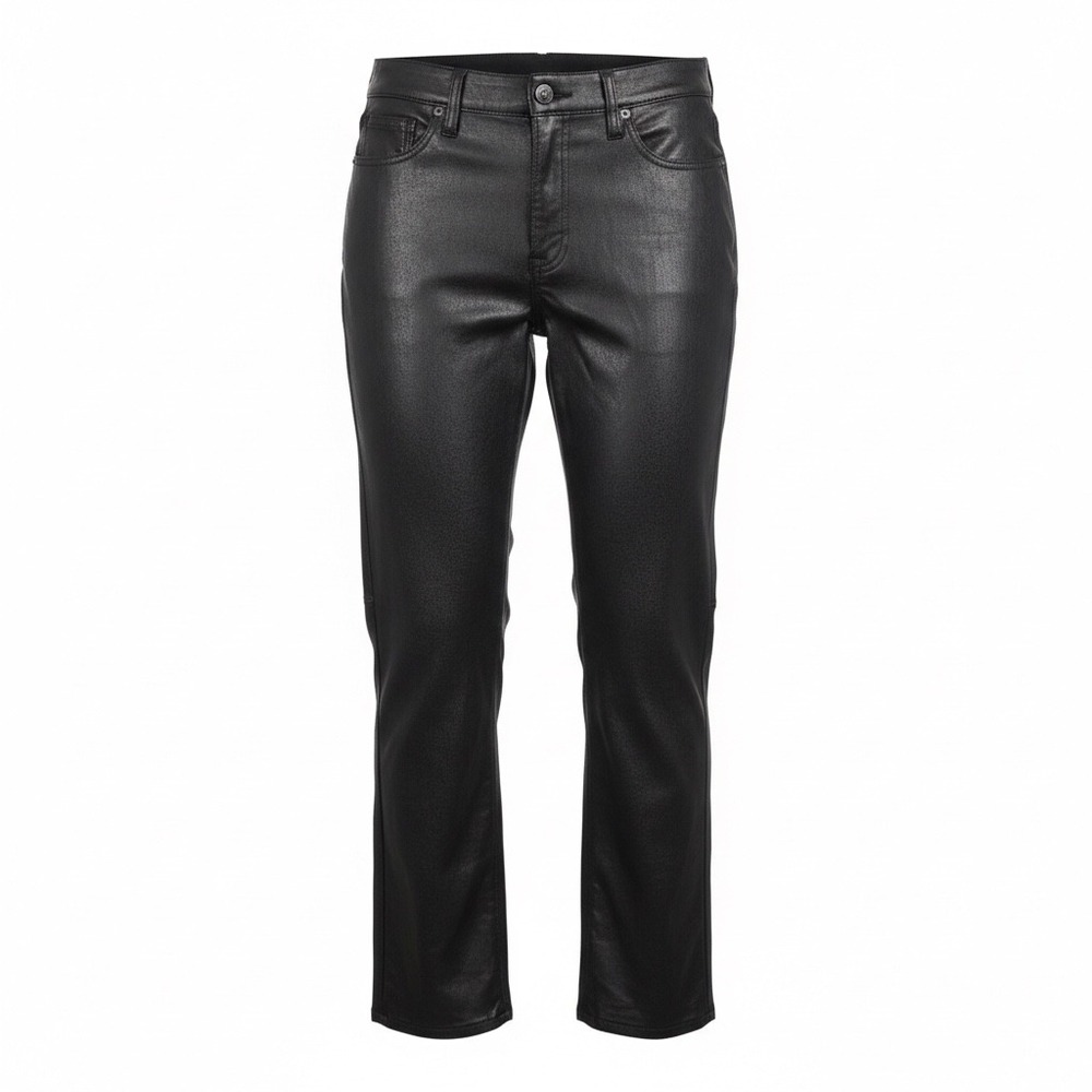 90s GAP Vintage Slim High Rise Faux‎ Leather Pants Black Size 30 10R Streetwear